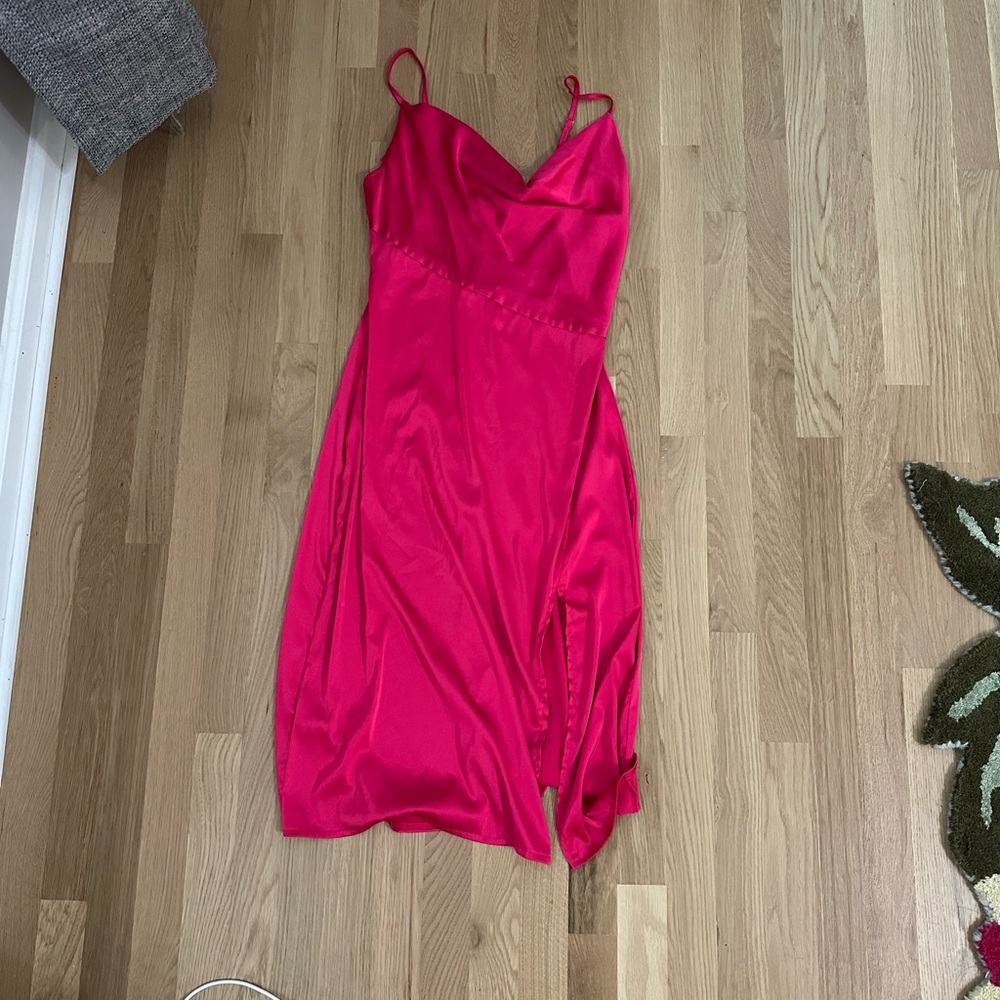 Elegant Hot Pink Spaghetti Strap Slip Dress